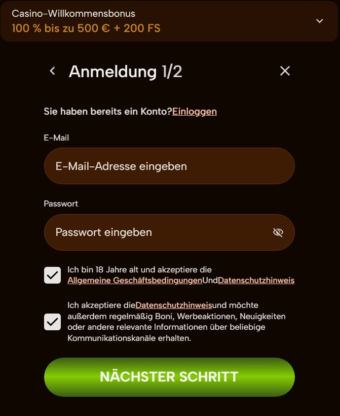 Registrierung und Login